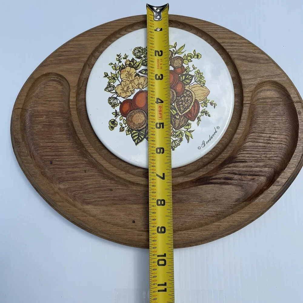 Vintage Serving Bundle Chip Dip Set Tea Cup Saucer Wood Trivet Kitchen Decor